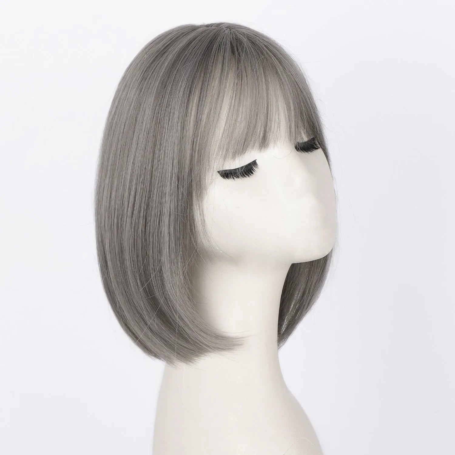 Women's hand-woven high temperature fibre wig natural lightweight breathable cover grey hair invisible cap