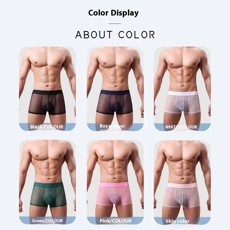Men's thin invisible breathable boxer shorts in quick-drying polyester fabric
