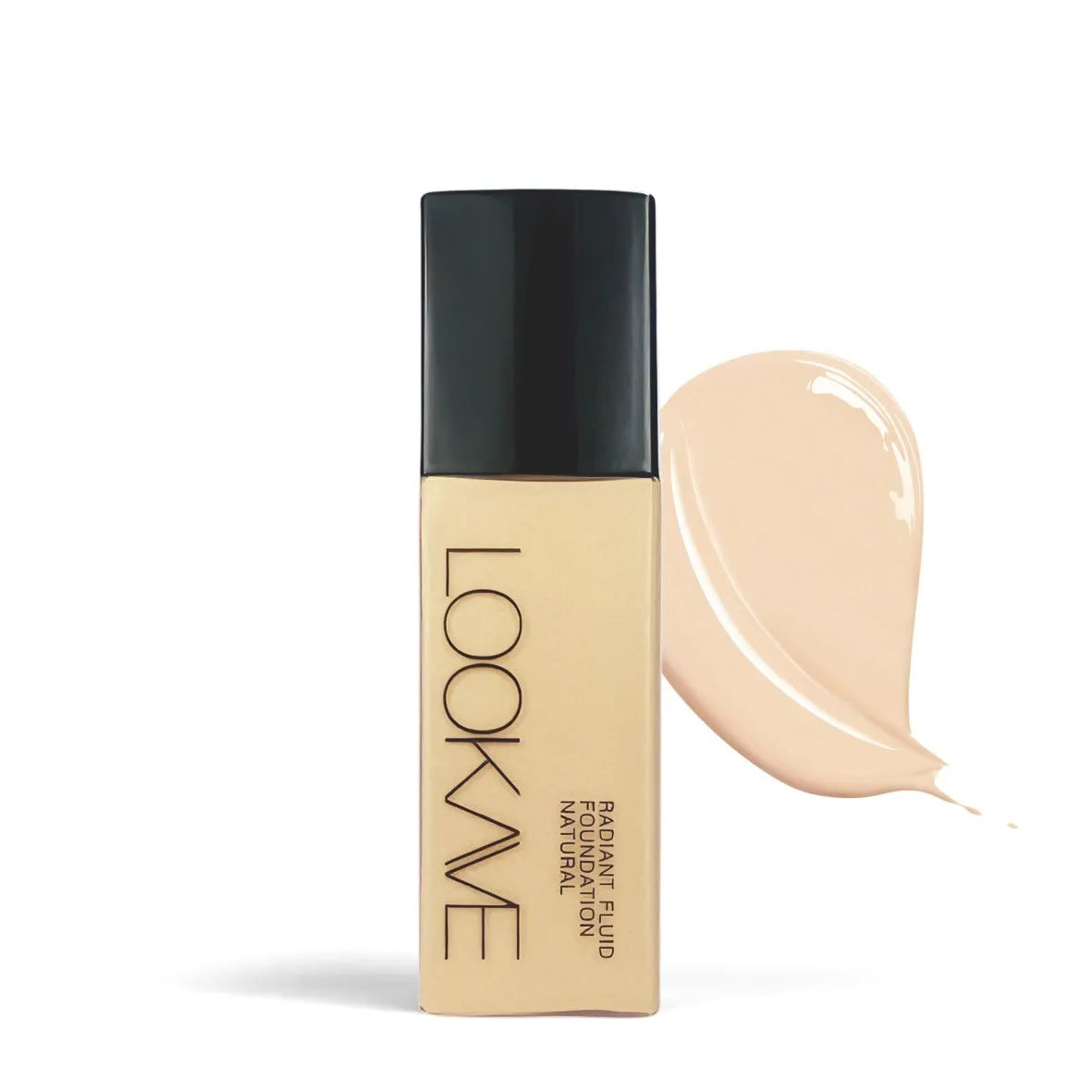 LOOKAVE Matte Liquid Foundation bottle in 21ml size, shown in Ivory White shade