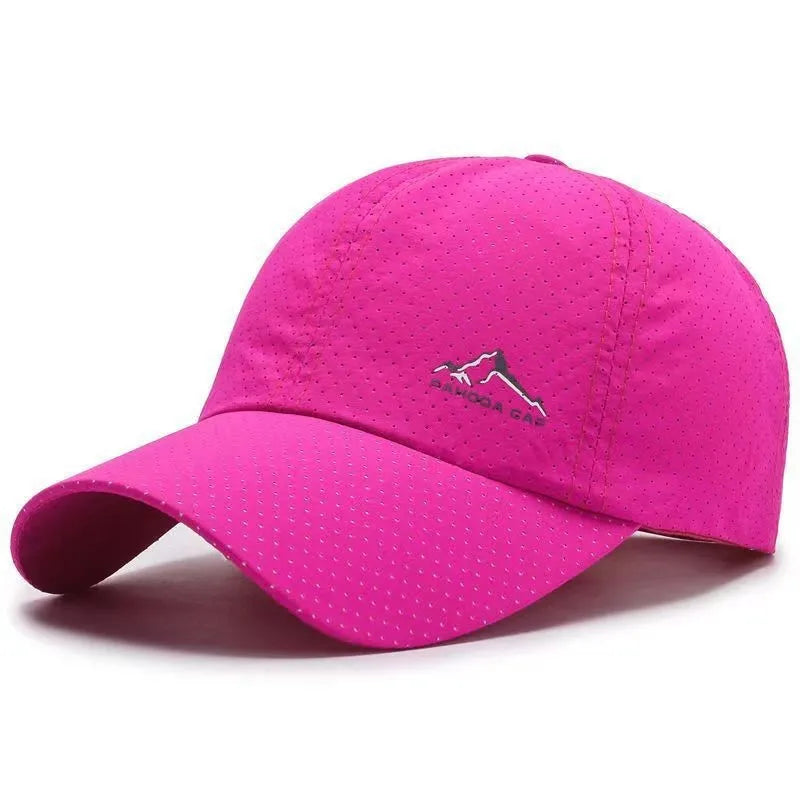Adjustable polyester baseball cap in Army Green colour with breathable hollow design on a white background.