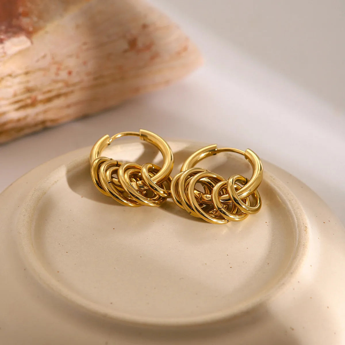 Stainless steel electroplated earrings in ins style with unisex design