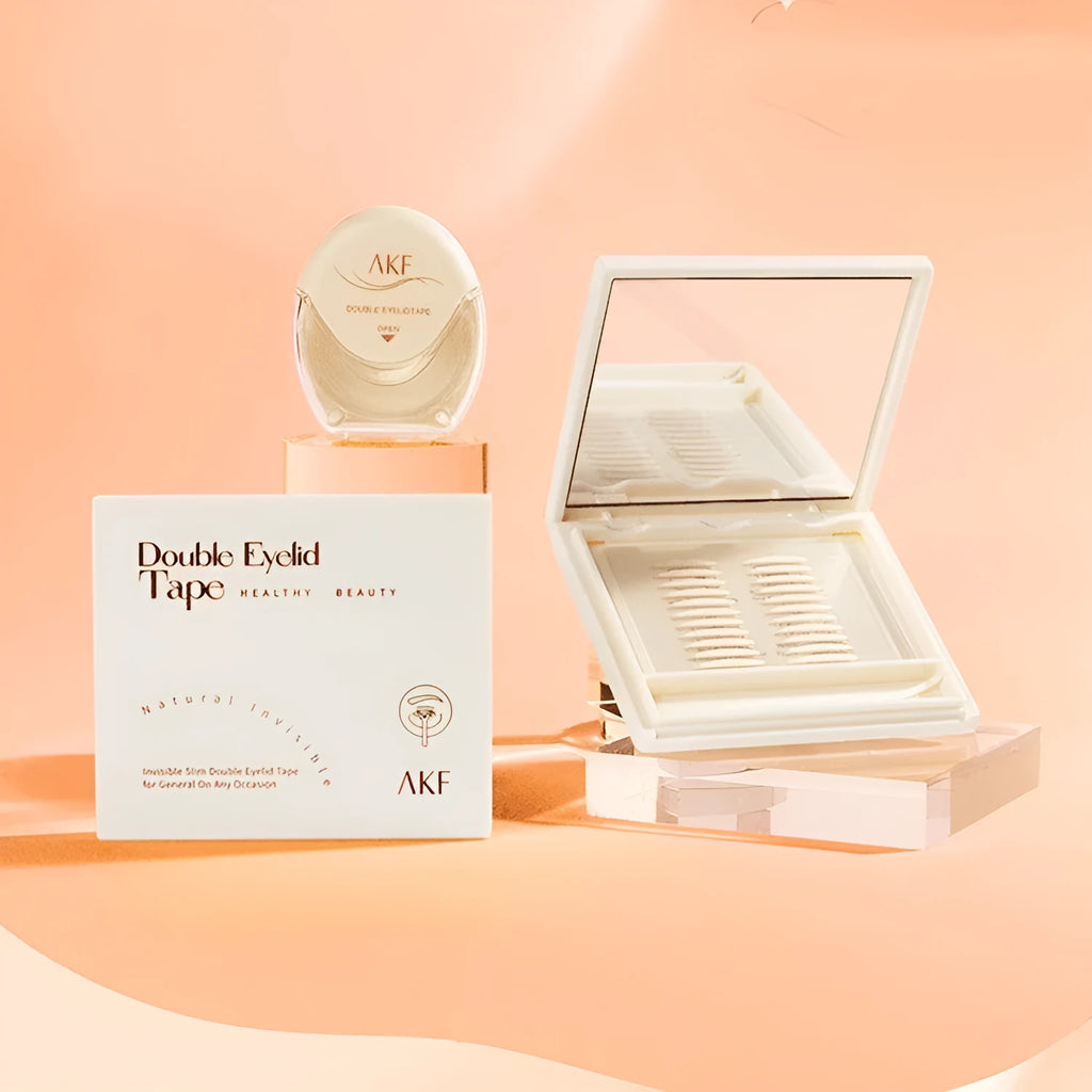 Invisible lace double eyelid stickers in three shades creating natural-looking creases