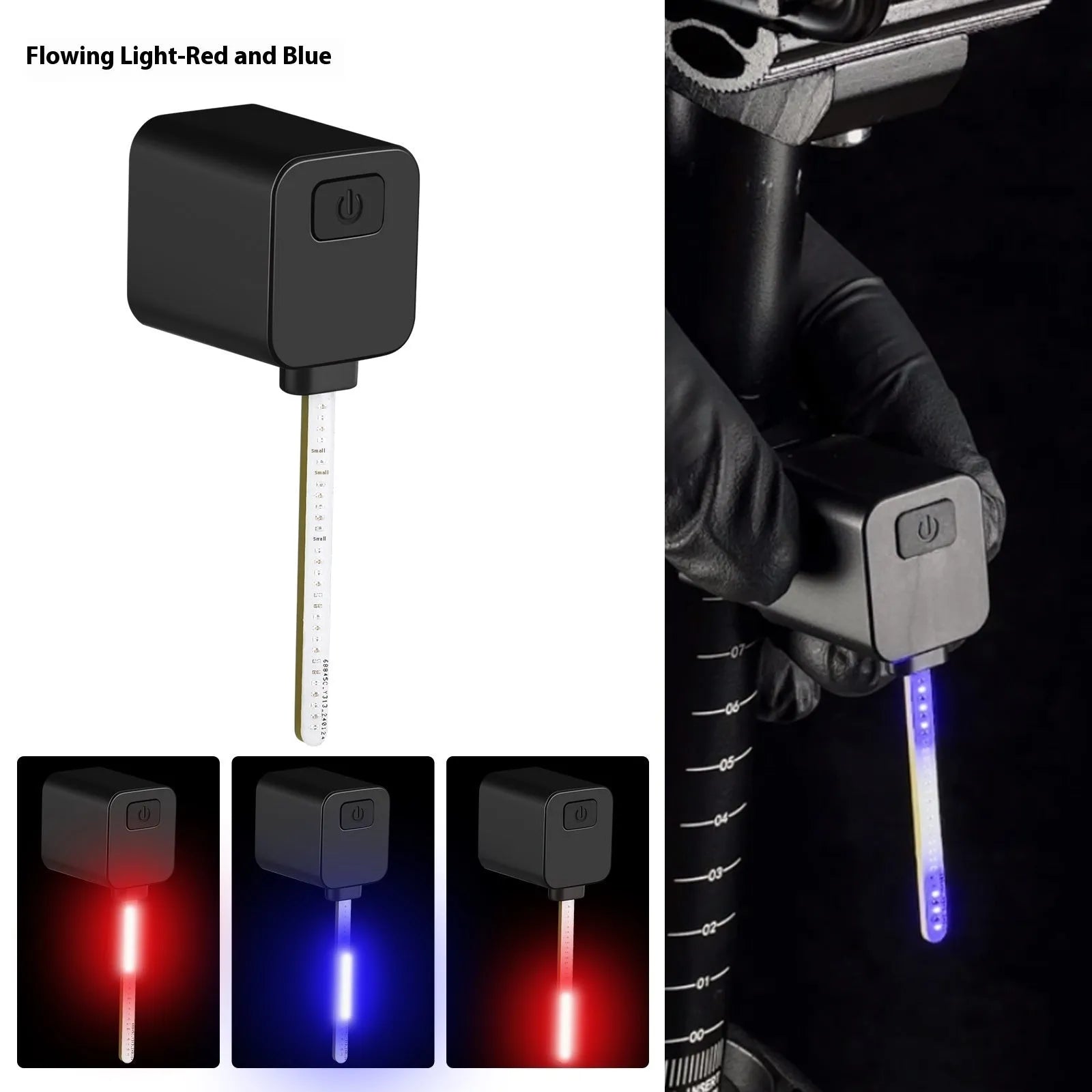 Bicycle taillight with running water illumination effect mounted on seat tube