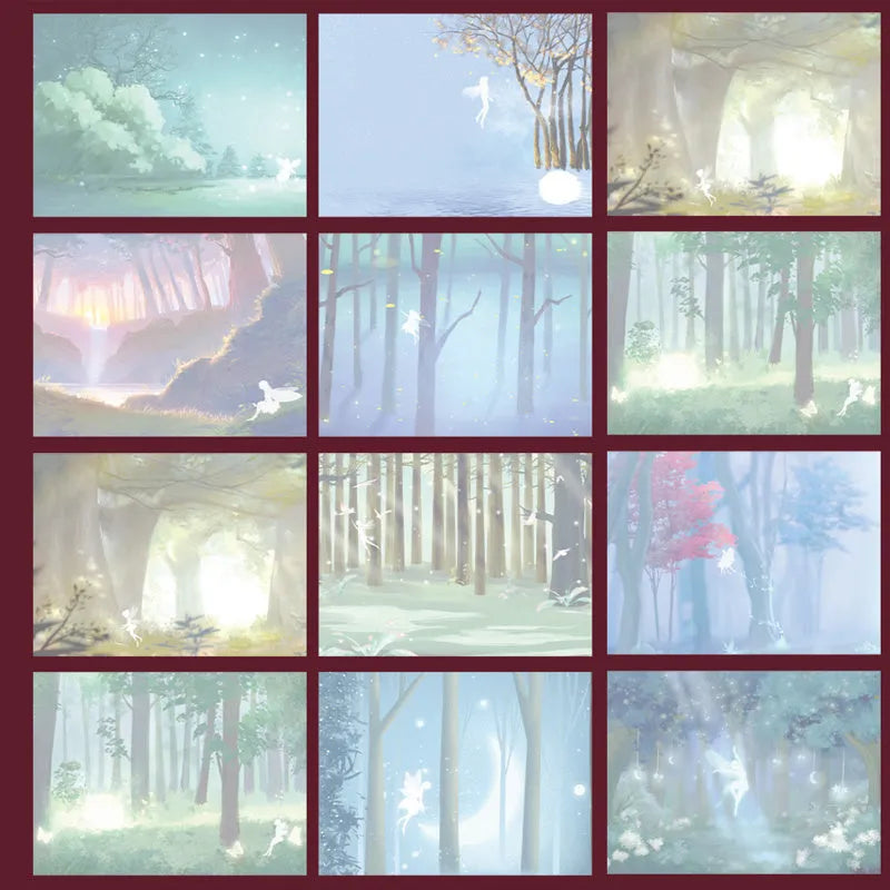 A5 luminous hardcover notebook with night elves design and full-colour illustrated pages