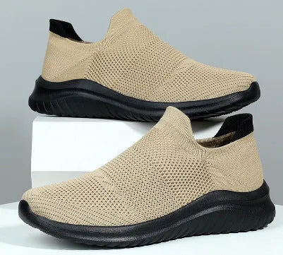 Men's breathable mesh running shoes with MD sole, available in multiple colours, side view on white background