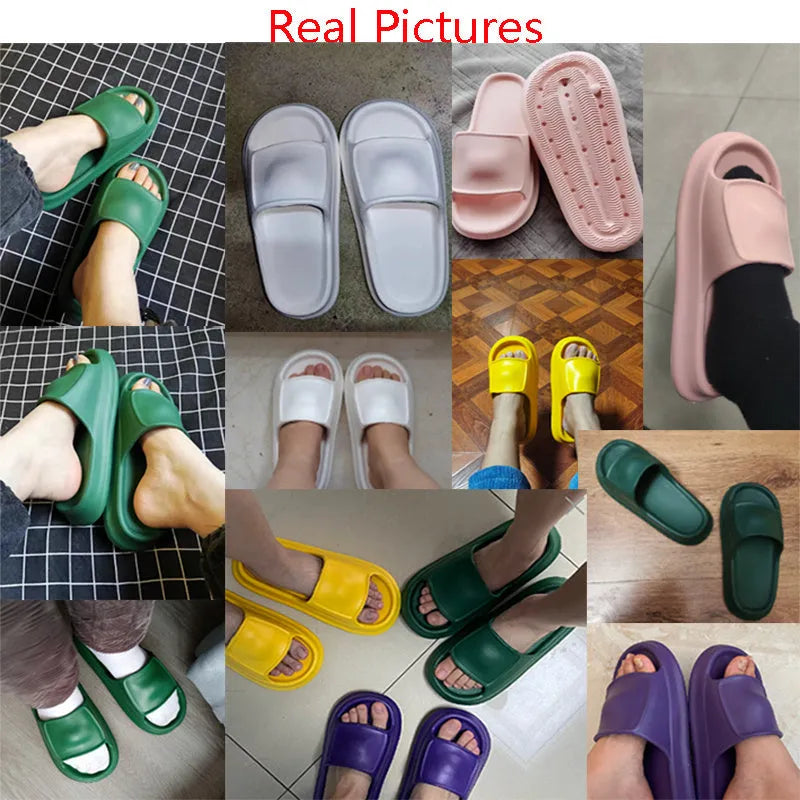 EVA flip-flop slippers with thick sole in multiple colours on a white background
