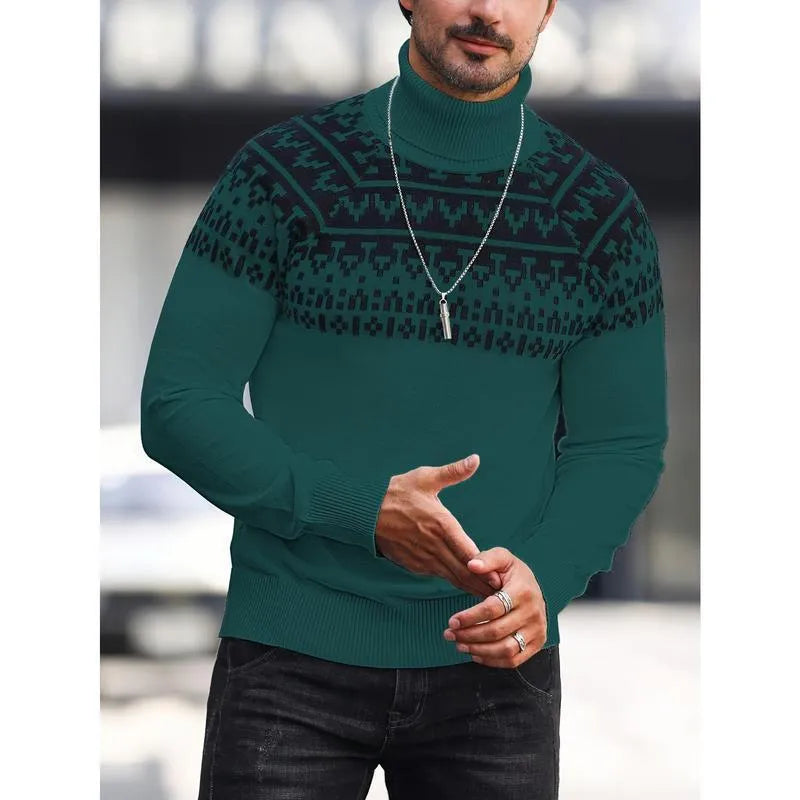 Men's loose high collar printed sweater in rabbit fur and modal blend, available in multiple colours including apricot and black