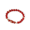 Agate Guanyin Buddha bracelet with edge rosary beads in green or red agate colour.