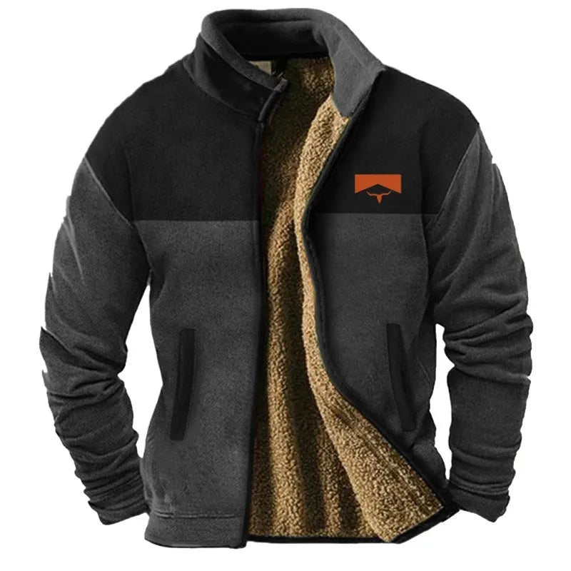 Men's green padded coat with fleece lining shown in regular 50cm length