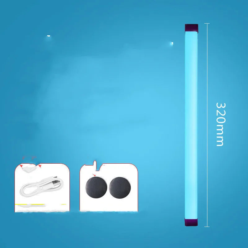 Rechargeable LED tube light stick in blue and purple colours with dimmable RGB lighting