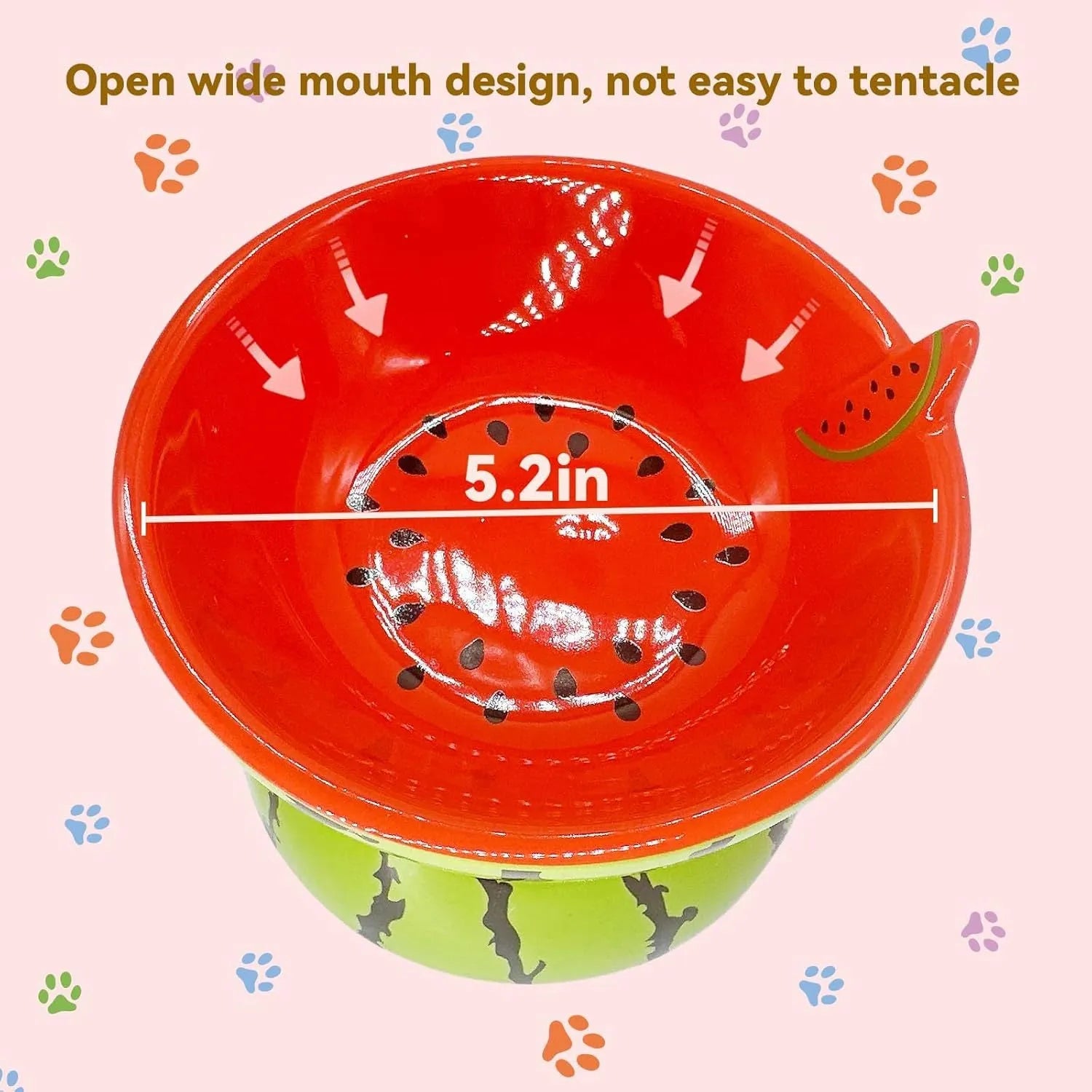 Ceramic raised cat bowl with tilted design in orange pattern, elevated 5 inches from base