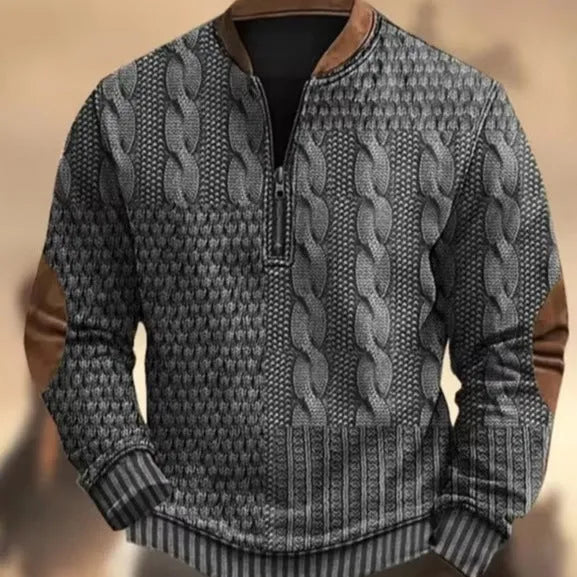 Men's casual checkered printed half zip hoodie in loose fit, polyester street style top