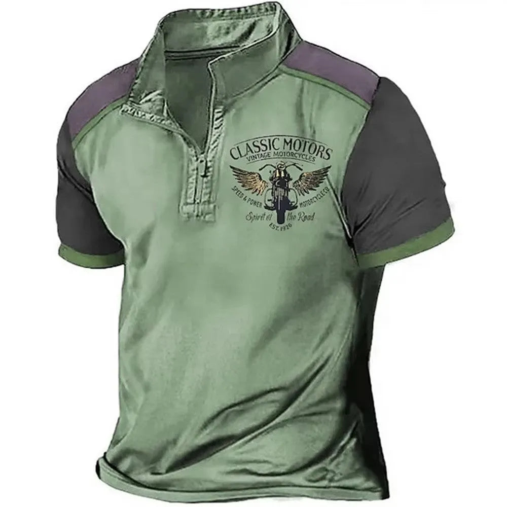 Golf polo shirt with 3D printed design in loose fit pullover style