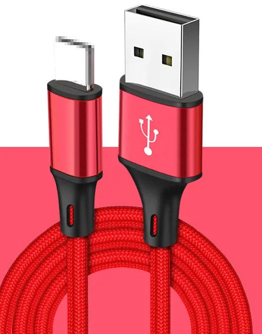 2-metre USB-A to Type-C data cable in multiple colour options for mobile phone charging