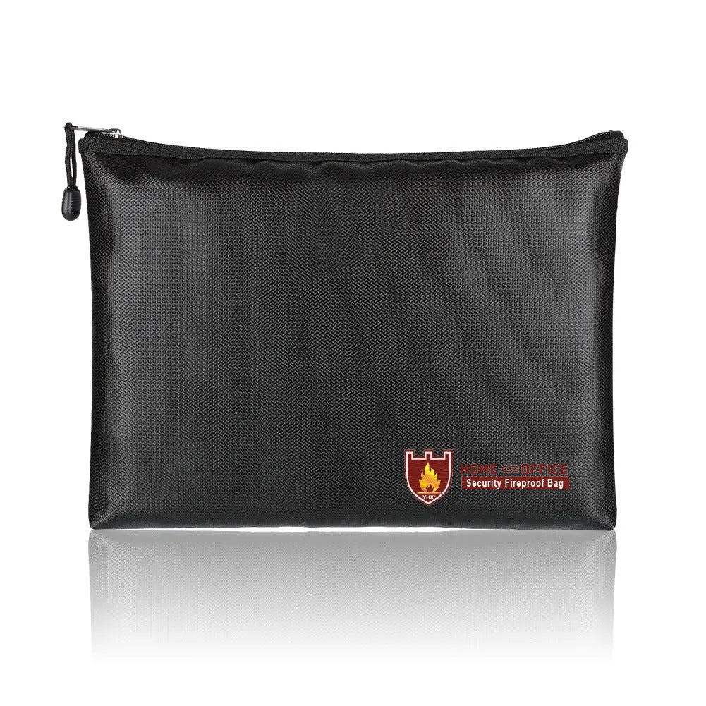 Black contract information document bag in fire-proof material