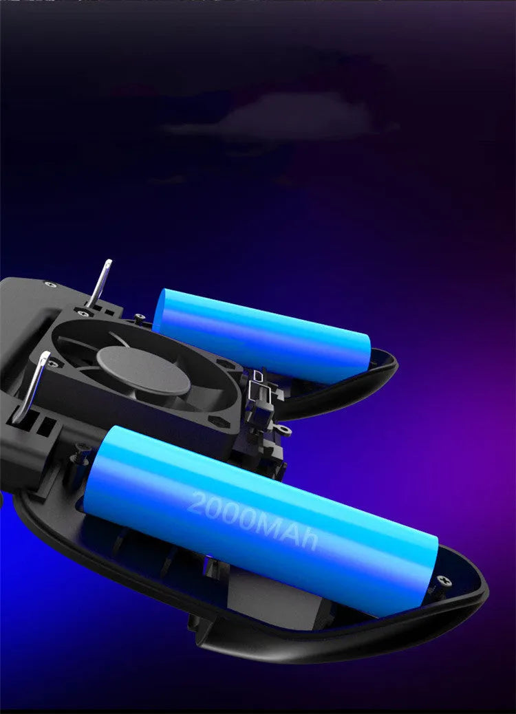 Black USB Type-C mobile game controller for smartphones with grip buttons and cooling vents.