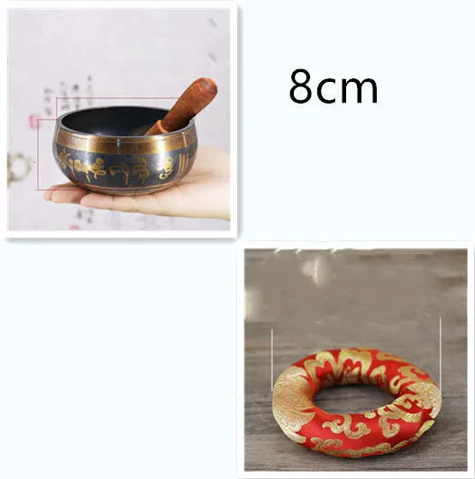 Tibet singing bowl ring copper seven metals meditation feng shui ornament black gold sizes 8.5cm to 18cm