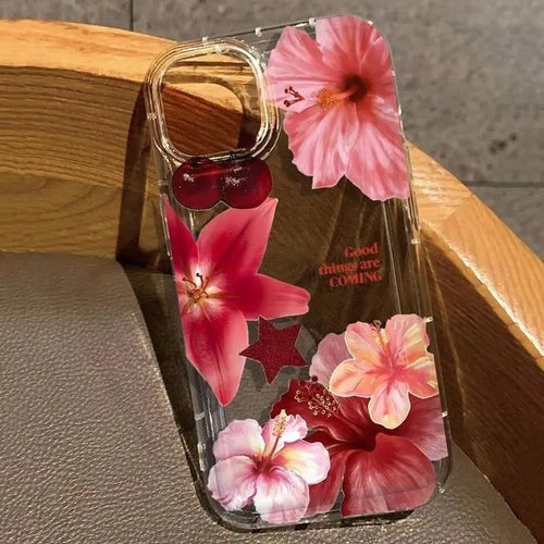 All-inclusive TPU phone case with lily flower print in multiple colours for iPhone shockproof protection