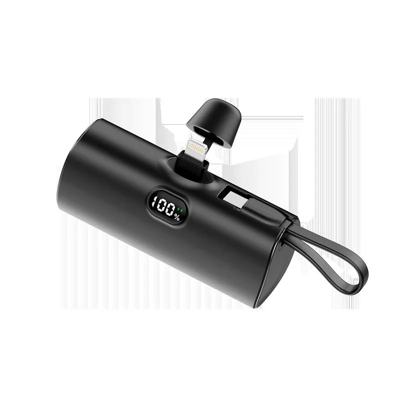 Capsule digital display wireless power bank with built-in plug in five colour options