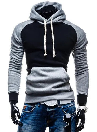 Hip hop slim hoodie in black, cotton blend streetwear pullover