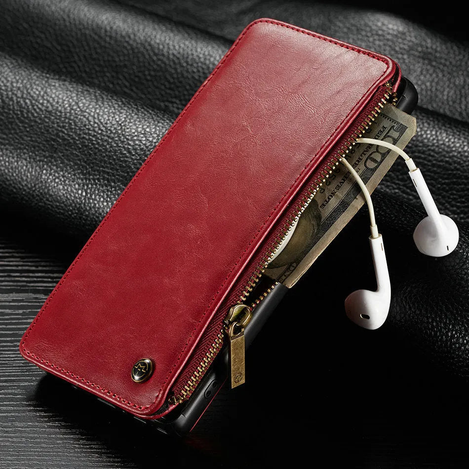 SAMSUNG Galaxy Note9 leather flip phone case in Black, Brown and Red colours