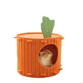 Carrot-shaped felt cat tunnel nest with semi-enclosed drilled design in various colours