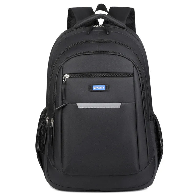 Casual grey men's backpack made of Oxford cloth with a breathable back panel.