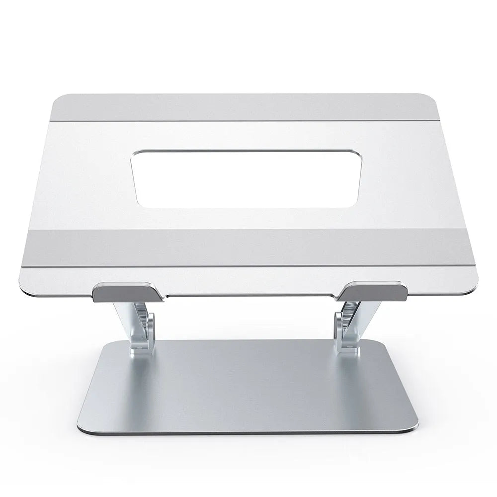 Folding aluminium alloy laptop stand with adjustable lifting height in silver colour