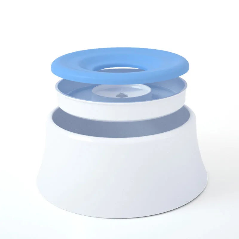 Dog automatic drinking bowl in pink with floating plate for outdoor use