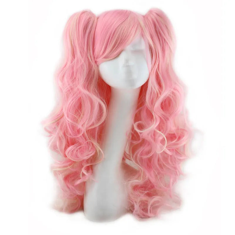 Colorful long curly wig with high temperature wire hairline, available in multiple colour combinations