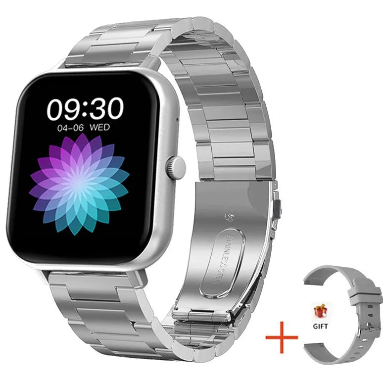 ZL54C smart watch in black, pink, or silver with AMOLED screen displaying health metrics.