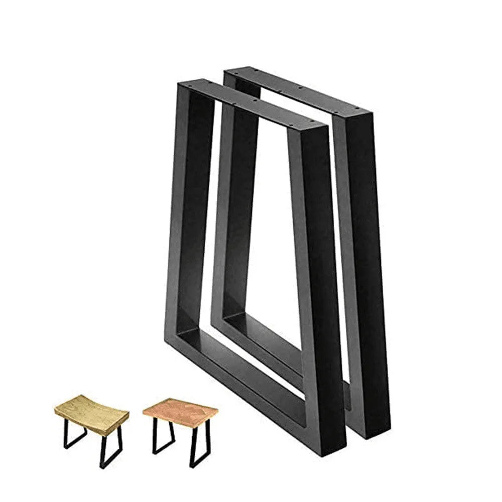 Pair of matte black wrought iron table legs 40cm or 70cm height with screws and foot pads