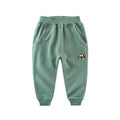 Children's Korean-style sweatpants in blue with cartoon pattern, soft fabric, for boys aged 3-8 years