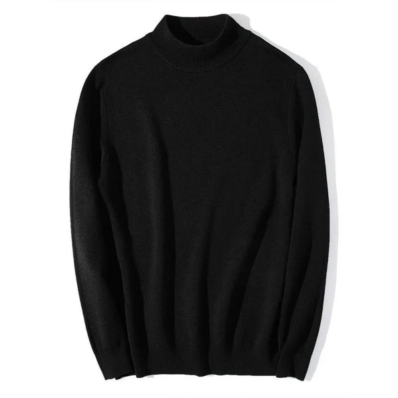 Men's mock neck sweater in vinylon fabric, loose fit, long sleeves, autumn winter basic style in camel colour