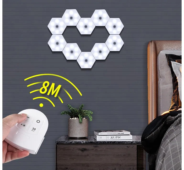 White wireless remote control LED pat light with touch sensor and compact rectangular design.