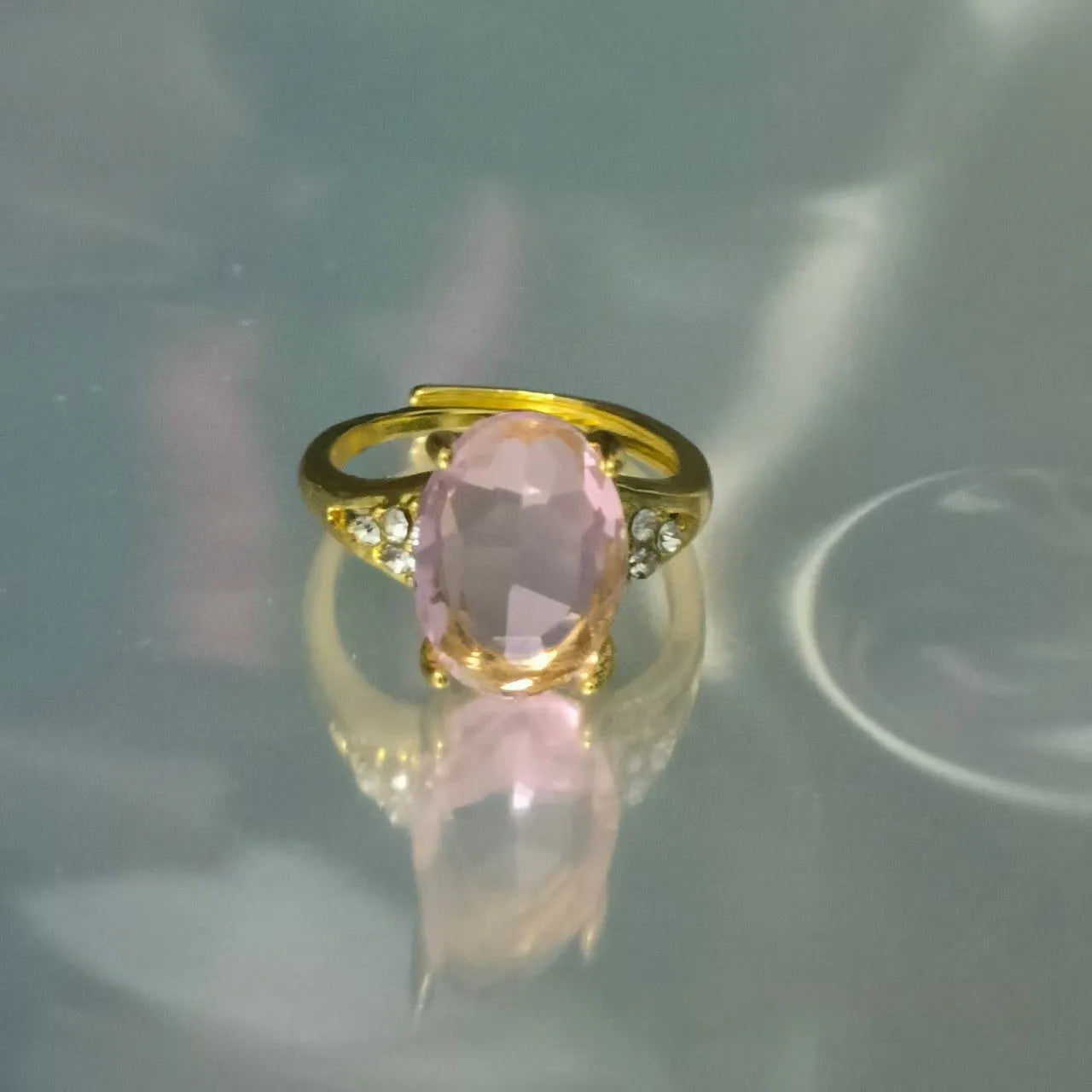 Inlaid zircon love heart-shaped open ring for women in adjustable alloy finish