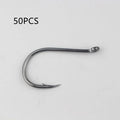 Alloy carbon steel barbed fishing hooks with ring eyes in various sizes for rock and sea fishing