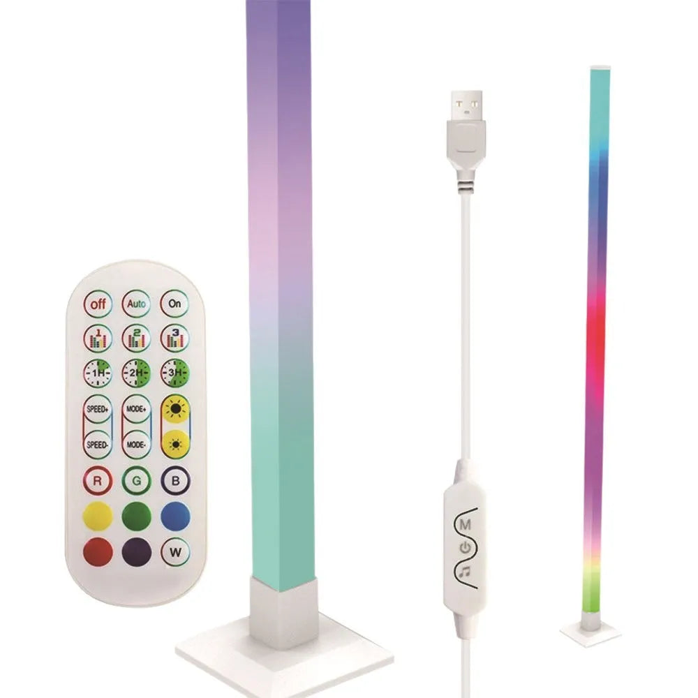 Corner floor lamp with remote control, colourful colour-changing LED, 120cm or 150cm length, modern style