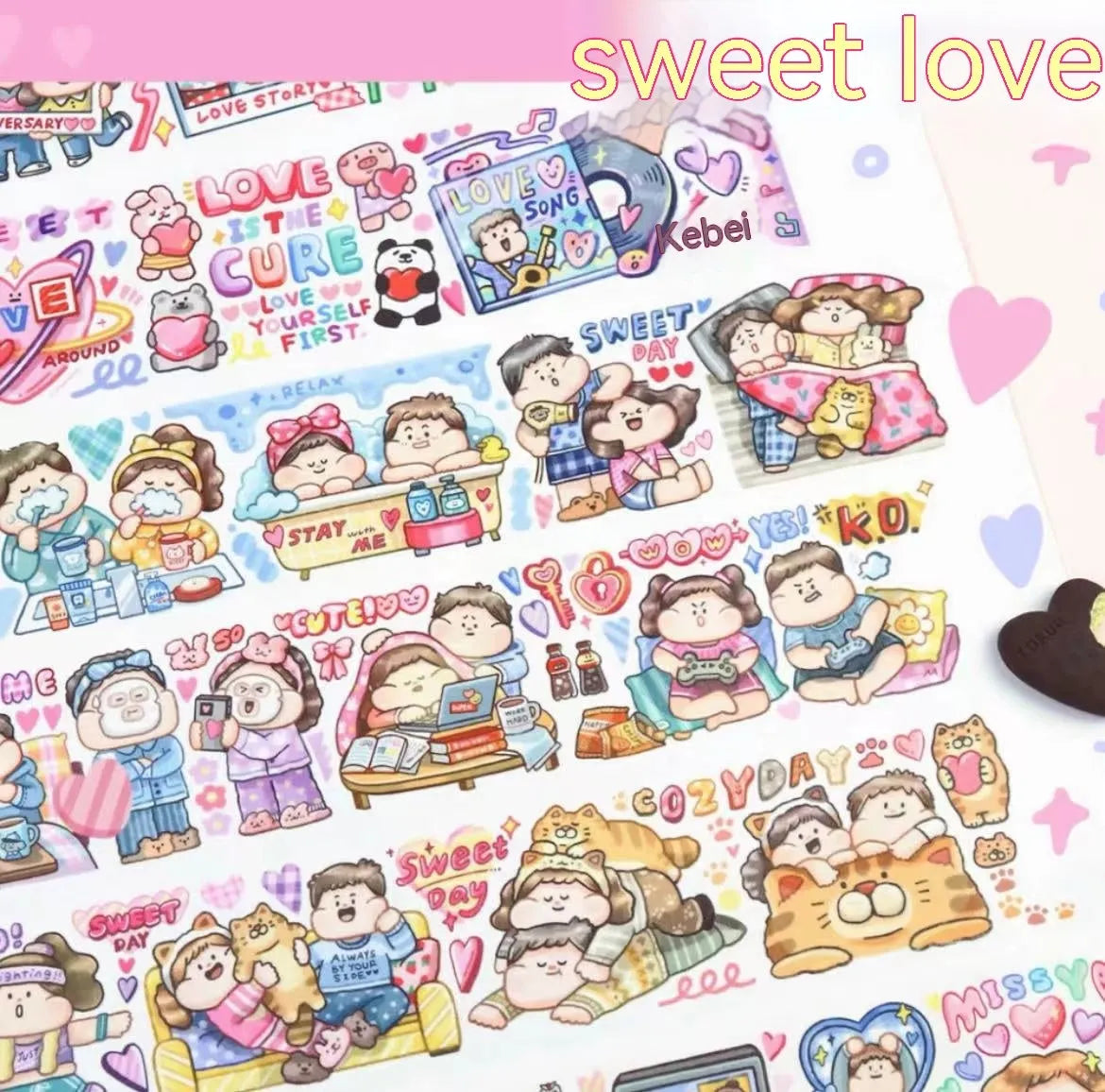 Cartoon character decorative stickers for haemorrhoid tape packaging on Japanese paper