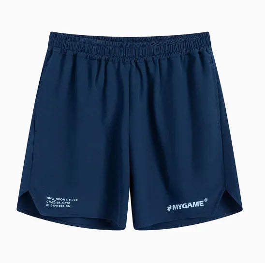 Men's fitness training shorts in blue, black, grey or white with moisture-wicking fabric