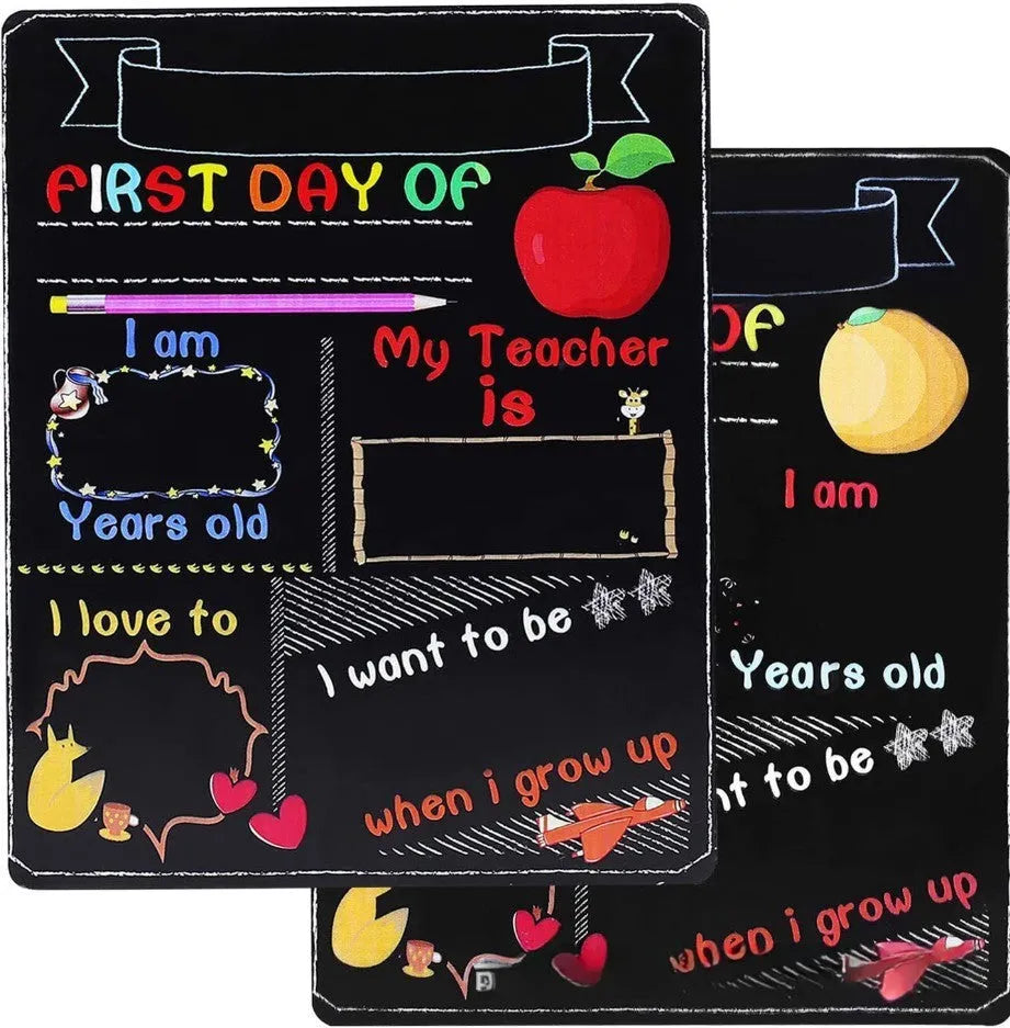 Wooden first day of school blackboard ornament with density plate construction
