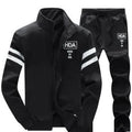 New men's sweatshirt jacket in black with crew neck and long sleeves.