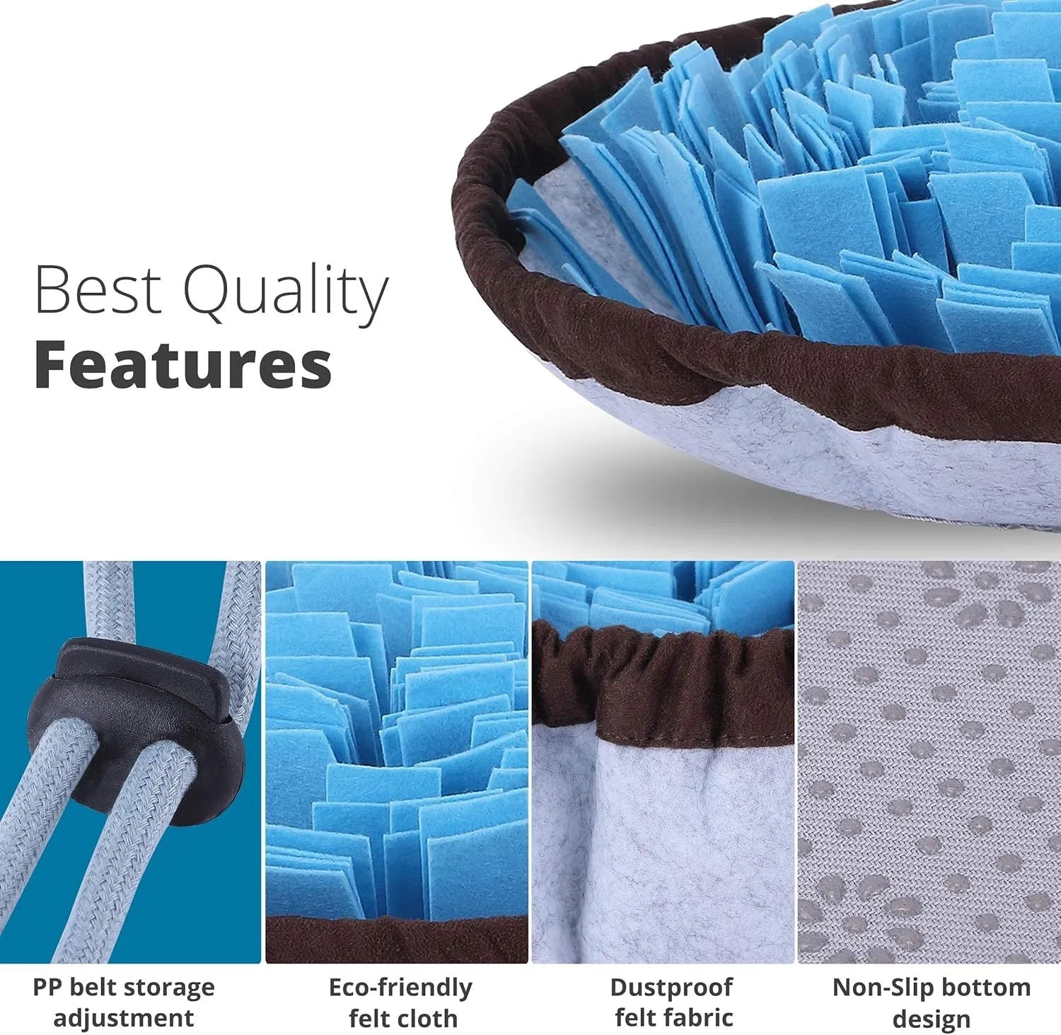 Blue adjustable snuffle mat for large dogs measuring 80cm across