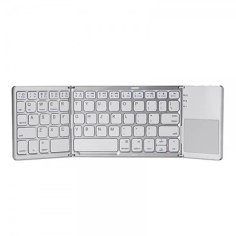 Folding Bluetooth keyboard with 64 ABS keys and black colour, folded for travel