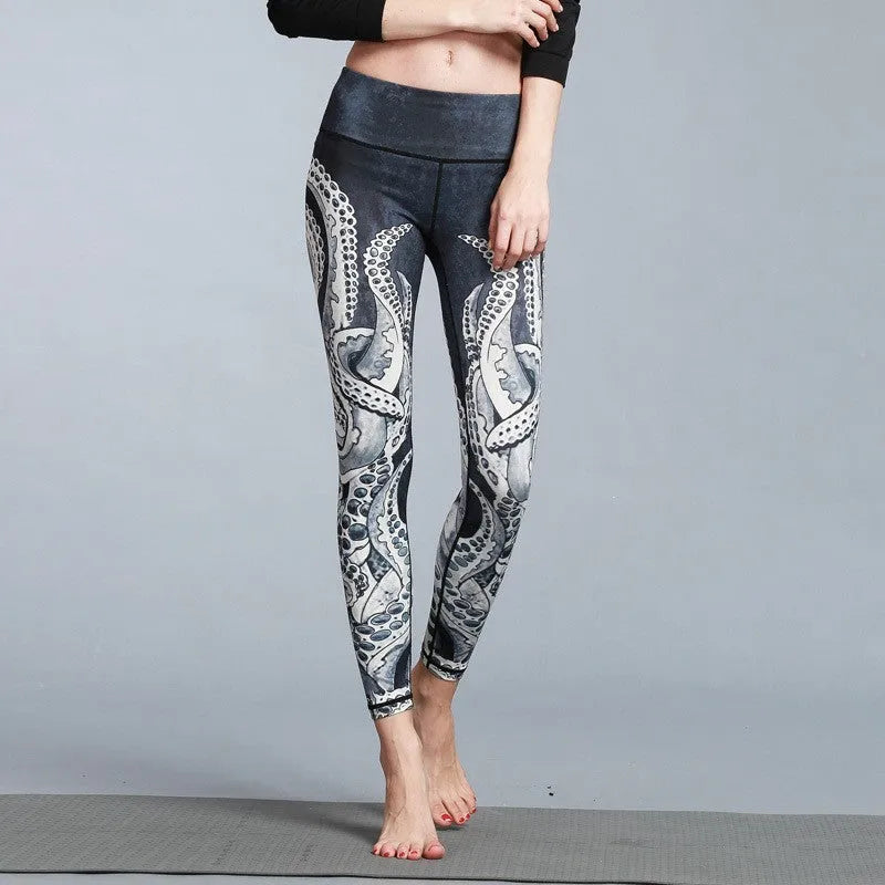 Women's outdoor sport yoga printed leggings in high-stretch fabric, multiple colour options, size S-XL
