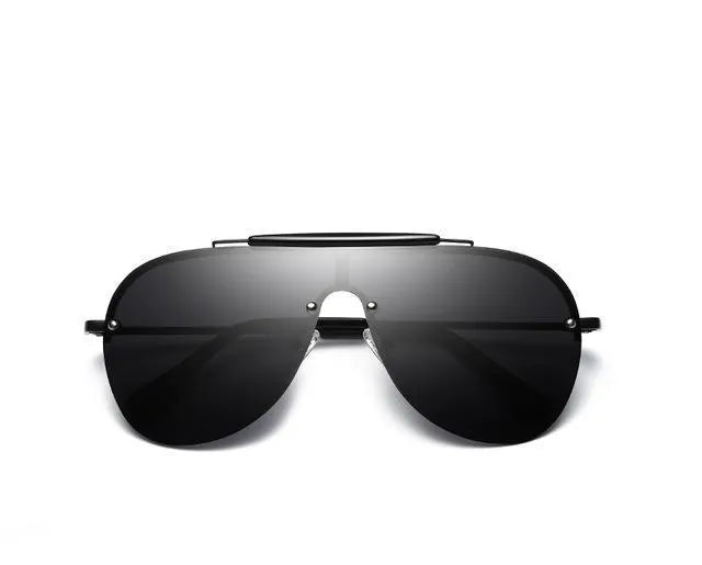 Aviator sunglasses with large one-piece metal frame and PC lens, five colour options for men