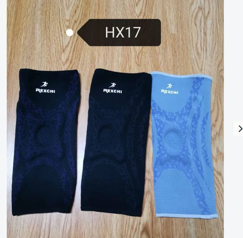 Silicone sports knee pads in black and purple for outdoor fitness with heat feature
