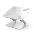 Aluminium alloy multi-angle notebook stand in space grey on a desk with a laptop