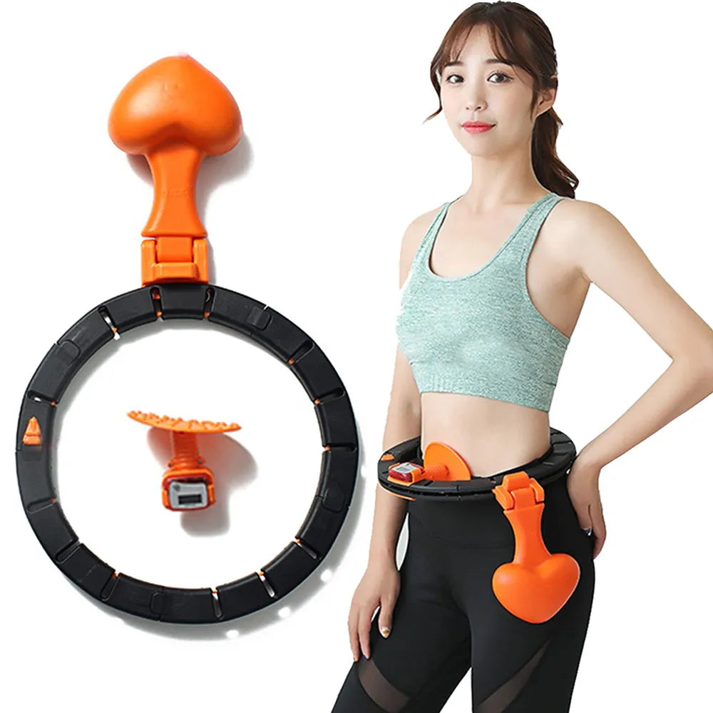 Smart hoop fitness auto-counting detachable weight black nylon material adjustable waist slimming ring
