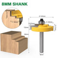 Carbide-tipped door and window step knife router cutter with 8mm round shank